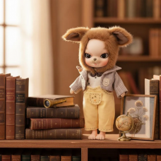 Adorable 10 Inch Porcelain Dress-up Baby Brown rabbit Dolls (BJD)